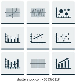Set Of Graphs, Diagrams And Statistics Icons. Premium Quality Symbol Collection. Icons Can Be Used For Web, App And UI Design. Vector Illustration, EPS10.