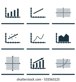 Set Of Graphs, Diagrams And Statistics Icons. Premium Quality Symbol Collection. Icons Can Be Used For Web, App And UI Design. Vector Illustration, EPS10.