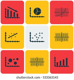 Set Of Graphs, Diagrams And Statistics Icons. Premium Quality Symbol Collection. Icons Can Be Used For Web, App And UI Design. Vector Illustration, EPS10.