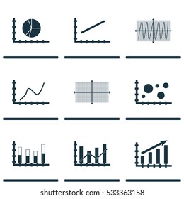 Set Of Graphs, Diagrams And Statistics Icons. Premium Quality Symbol Collection. Icons Can Be Used For Web, App And UI Design. Vector Illustration, EPS10.