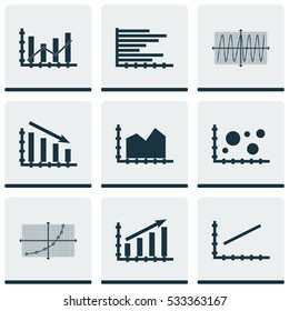 Set Of Graphs, Diagrams And Statistics Icons. Premium Quality Symbol Collection. Icons Can Be Used For Web, App And UI Design. Vector Illustration, EPS10.