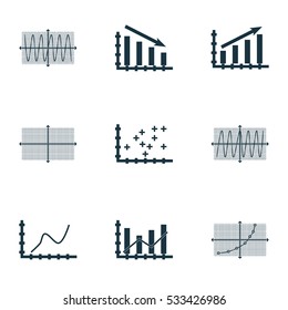 Set Of Graphs, Diagrams And Statistics Icons. Premium Quality Symbol Collection. Icons Can Be Used For Web, App And UI Design. Vector Illustration, EPS10.