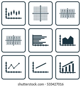 Set Of Graphs, Diagrams And Statistics Icons. Premium Quality Symbol Collection. Icons Can Be Used For Web, App And UI Design. Vector Illustration, EPS10.