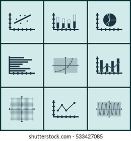 Set Of Graphs, Diagrams And Statistics Icons. Premium Quality Symbol Collection. Icons Can Be Used For Web, App And UI Design. Vector Illustration, EPS10.