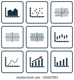 Set Of Graphs, Diagrams And Statistics Icons. Premium Quality Symbol Collection. Icons Can Be Used For Web, App And UI Design. Vector Illustration, EPS10.