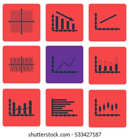 Set Of Graphs, Diagrams And Statistics Icons. Premium Quality Symbol Collection. Icons Can Be Used For Web, App And UI Design. Vector Illustration, EPS10.
