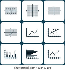 Set Of Graphs, Diagrams And Statistics Icons. Premium Quality Symbol Collection. Icons Can Be Used For Web, App And UI Design. Vector Illustration, EPS10.