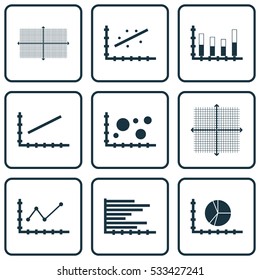 Set Of Graphs, Diagrams And Statistics Icons. Premium Quality Symbol Collection. Icons Can Be Used For Web, App And UI Design. Vector Illustration, EPS10.