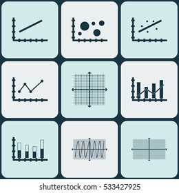 Set Of Graphs, Diagrams And Statistics Icons. Premium Quality Symbol Collection. Icons Can Be Used For Web, App And UI Design. Vector Illustration, EPS10.