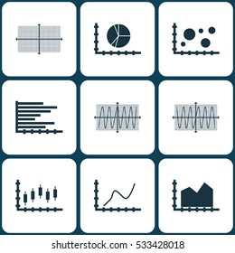 Set Of Graphs, Diagrams And Statistics Icons. Premium Quality Symbol Collection. Icons Can Be Used For Web, App And UI Design. Vector Illustration, EPS10.