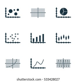 Set Of Graphs, Diagrams And Statistics Icons. Premium Quality Symbol Collection. Icons Can Be Used For Web, App And UI Design. Vector Illustration, EPS10.