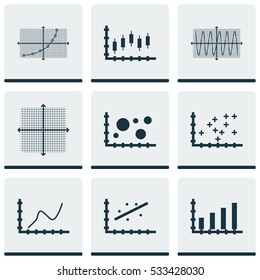 Set Of Graphs, Diagrams And Statistics Icons. Premium Quality Symbol Collection. Icons Can Be Used For Web, App And UI Design. Vector Illustration, EPS10.