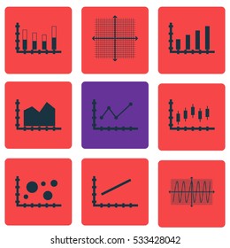 Set Of Graphs, Diagrams And Statistics Icons. Premium Quality Symbol Collection. Icons Can Be Used For Web, App And UI Design. Vector Illustration, EPS10.