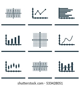 Set Of Graphs, Diagrams And Statistics Icons. Premium Quality Symbol Collection. Icons Can Be Used For Web, App And UI Design. Vector Illustration, EPS10.