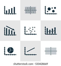Set Of Graphs, Diagrams And Statistics Icons. Premium Quality Symbol Collection. Icons Can Be Used For Web, App And UI Design. Vector Illustration, EPS10.