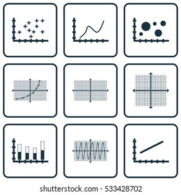 Set Of Graphs, Diagrams And Statistics Icons. Premium Quality Symbol Collection. Icons Can Be Used For Web, App And UI Design. Vector Illustration, EPS10.