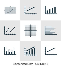 Set Of Graphs, Diagrams And Statistics Icons. Premium Quality Symbol Collection. Icons Can Be Used For Web, App And UI Design. Vector Illustration, EPS10.