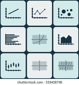 Set Of Graphs, Diagrams And Statistics Icons. Premium Quality Symbol Collection. Icons Can Be Used For Web, App And UI Design. Vector Illustration, EPS10.
