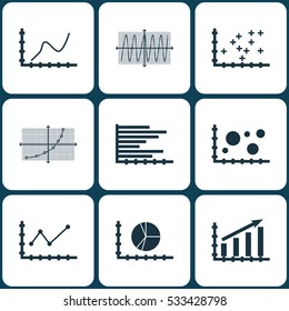 Set Of Graphs, Diagrams And Statistics Icons. Premium Quality Symbol Collection. Icons Can Be Used For Web, App And UI Design. Vector Illustration, EPS10.