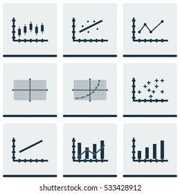 Set Of Graphs, Diagrams And Statistics Icons. Premium Quality Symbol Collection. Icons Can Be Used For Web, App And UI Design. Vector Illustration, EPS10.