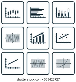 Set Of Graphs, Diagrams And Statistics Icons. Premium Quality Symbol Collection. Icons Can Be Used For Web, App And UI Design. Vector Illustration, EPS10.