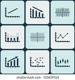 Set Of Graphs, Diagrams And Statistics Icons. Premium Quality Symbol Collection. Icons Can Be Used For Web, App And UI Design. Vector Illustration, EPS10.
