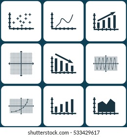 Set Of Graphs, Diagrams And Statistics Icons. Premium Quality Symbol Collection. Icons Can Be Used For Web, App And UI Design. Vector Illustration, EPS10.
