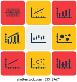 Set Of Graphs, Diagrams And Statistics Icons. Premium Quality Symbol Collection. Icons Can Be Used For Web, App And UI Design. Vector Illustration, EPS10.