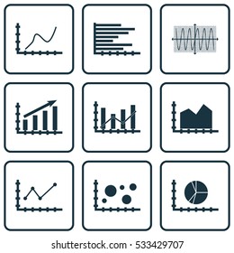 Set Of Graphs, Diagrams And Statistics Icons. Premium Quality Symbol Collection. Icons Can Be Used For Web, App And UI Design. Vector Illustration, EPS10.