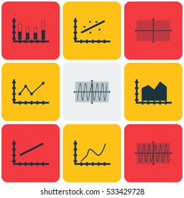 Set Of Graphs, Diagrams And Statistics Icons. Premium Quality Symbol Collection. Icons Can Be Used For Web, App And UI Design. Vector Illustration, EPS10.