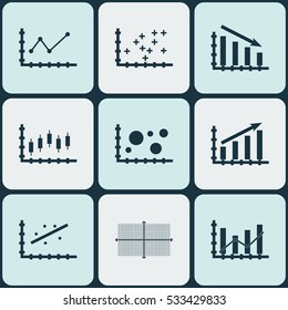 Set Of Graphs, Diagrams And Statistics Icons. Premium Quality Symbol Collection. Icons Can Be Used For Web, App And UI Design. Vector Illustration, EPS10.