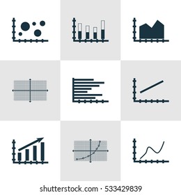 Set Of Graphs, Diagrams And Statistics Icons. Premium Quality Symbol Collection. Icons Can Be Used For Web, App And UI Design. Vector Illustration, EPS10.