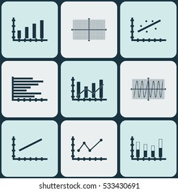 Set Of Graphs, Diagrams And Statistics Icons. Premium Quality Symbol Collection. Icons Can Be Used For Web, App And UI Design. Vector Illustration, EPS10.