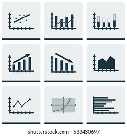Set Of Graphs, Diagrams And Statistics Icons. Premium Quality Symbol Collection. Icons Can Be Used For Web, App And UI Design. Vector Illustration, EPS10.