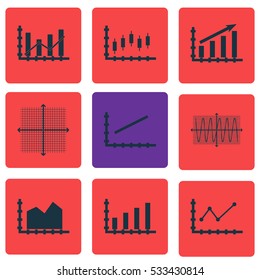 Set Of Graphs, Diagrams And Statistics Icons. Premium Quality Symbol Collection. Icons Can Be Used For Web, App And UI Design. Vector Illustration, EPS10.
