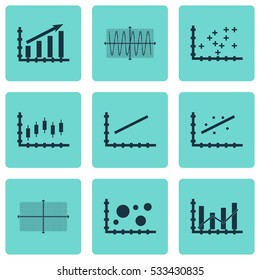 Set Of Graphs, Diagrams And Statistics Icons. Premium Quality Symbol Collection. Icons Can Be Used For Web, App And UI Design. Vector Illustration, EPS10.