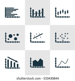 Set Of Graphs, Diagrams And Statistics Icons. Premium Quality Symbol Collection. Icons Can Be Used For Web, App And UI Design. Vector Illustration, EPS10.