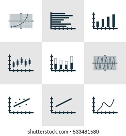 Set Of Graphs, Diagrams And Statistics Icons. Premium Quality Symbol Collection. Icons Can Be Used For Web, App And UI Design. Vector Illustration, EPS10.