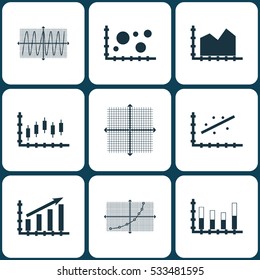 Set Of Graphs, Diagrams And Statistics Icons. Premium Quality Symbol Collection. Icons Can Be Used For Web, App And UI Design. Vector Illustration, EPS10.