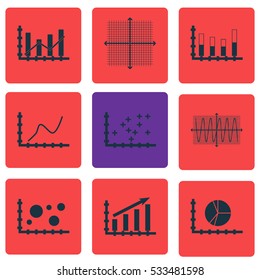 Set Of Graphs, Diagrams And Statistics Icons. Premium Quality Symbol Collection. Icons Can Be Used For Web, App And UI Design. Vector Illustration, EPS10.