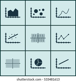 Set Of Graphs, Diagrams And Statistics Icons. Premium Quality Symbol Collection. Icons Can Be Used For Web, App And UI Design. Vector Illustration, EPS10.