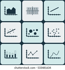 Set Of Graphs, Diagrams And Statistics Icons. Premium Quality Symbol Collection. Icons Can Be Used For Web, App And UI Design. Vector Illustration, EPS10.