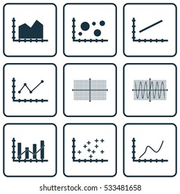 Set Of Graphs, Diagrams And Statistics Icons. Premium Quality Symbol Collection. Icons Can Be Used For Web, App And UI Design. Vector Illustration, EPS10.