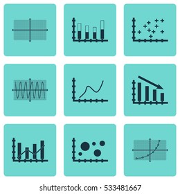 Set Of Graphs, Diagrams And Statistics Icons. Premium Quality Symbol Collection. Icons Can Be Used For Web, App And UI Design. Vector Illustration, EPS10.