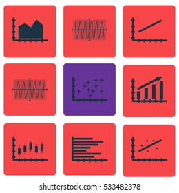 Set Of Graphs, Diagrams And Statistics Icons. Premium Quality Symbol Collection. Icons Can Be Used For Web, App And UI Design. Vector Illustration, EPS10.