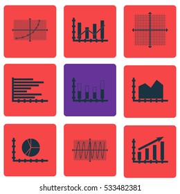 Set Of Graphs, Diagrams And Statistics Icons. Premium Quality Symbol Collection. Icons Can Be Used For Web, App And UI Design. Vector Illustration, EPS10.