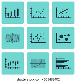Set Of Graphs, Diagrams And Statistics Icons. Premium Quality Symbol Collection. Icons Can Be Used For Web, App And UI Design. Vector Illustration, EPS10.