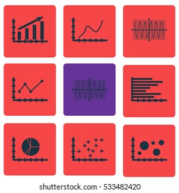 Set Of Graphs, Diagrams And Statistics Icons. Premium Quality Symbol Collection. Icons Can Be Used For Web, App And UI Design. Vector Illustration, EPS10.