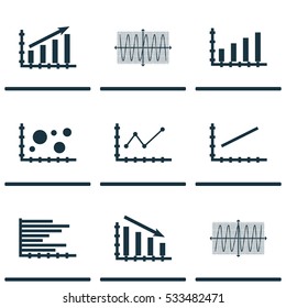 Set Of Graphs, Diagrams And Statistics Icons. Premium Quality Symbol Collection. Icons Can Be Used For Web, App And UI Design. Vector Illustration, EPS10.