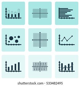 Set Of Graphs, Diagrams And Statistics Icons. Premium Quality Symbol Collection. Icons Can Be Used For Web, App And UI Design. Vector Illustration, EPS10.